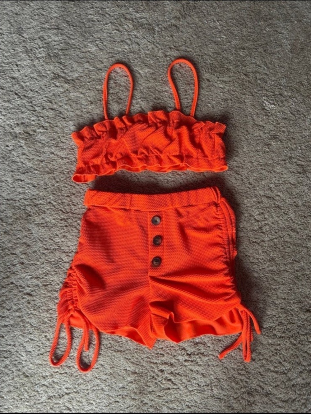 SHEIN Vibrant Orange Casual Top and Shorts Set